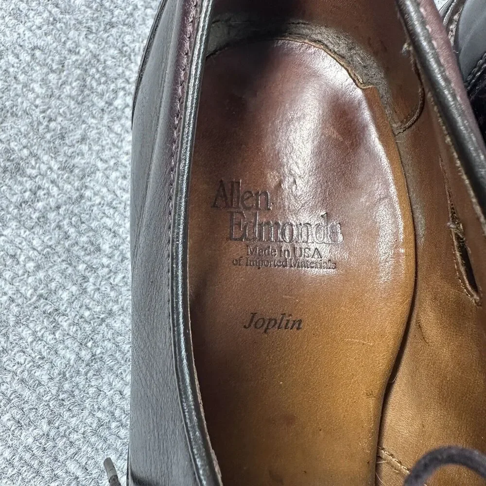 Allen Edmonds Joplin 2942 Mens 8 Dark Brown Leather Lace Up Square Toe Shoes